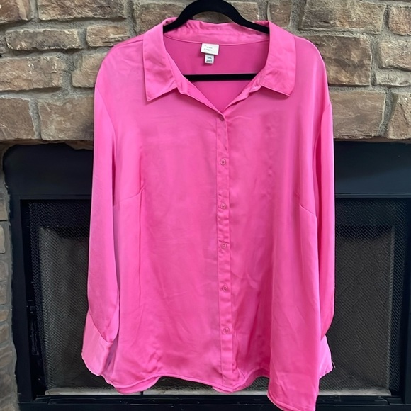Pink button down blouse. Size is XXL - Picture 1 of 6